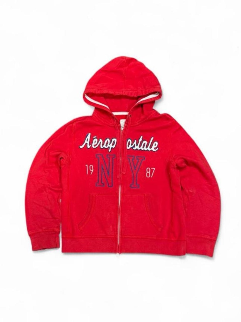 Y2K Aeropostale NY Embroidered Red Zip Up Hoodie